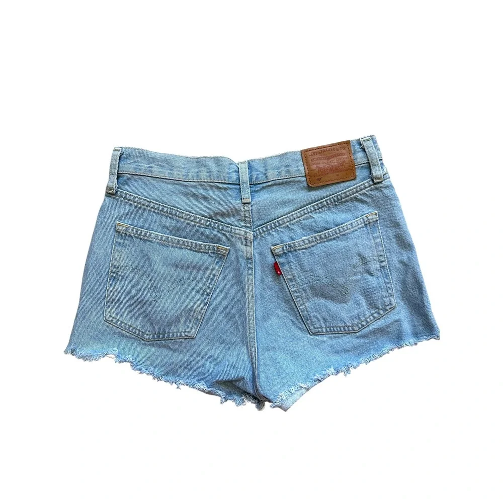 Levi's Premium 501 Original Cut-Off Denim Shorts Light Wash Distressed Size 27